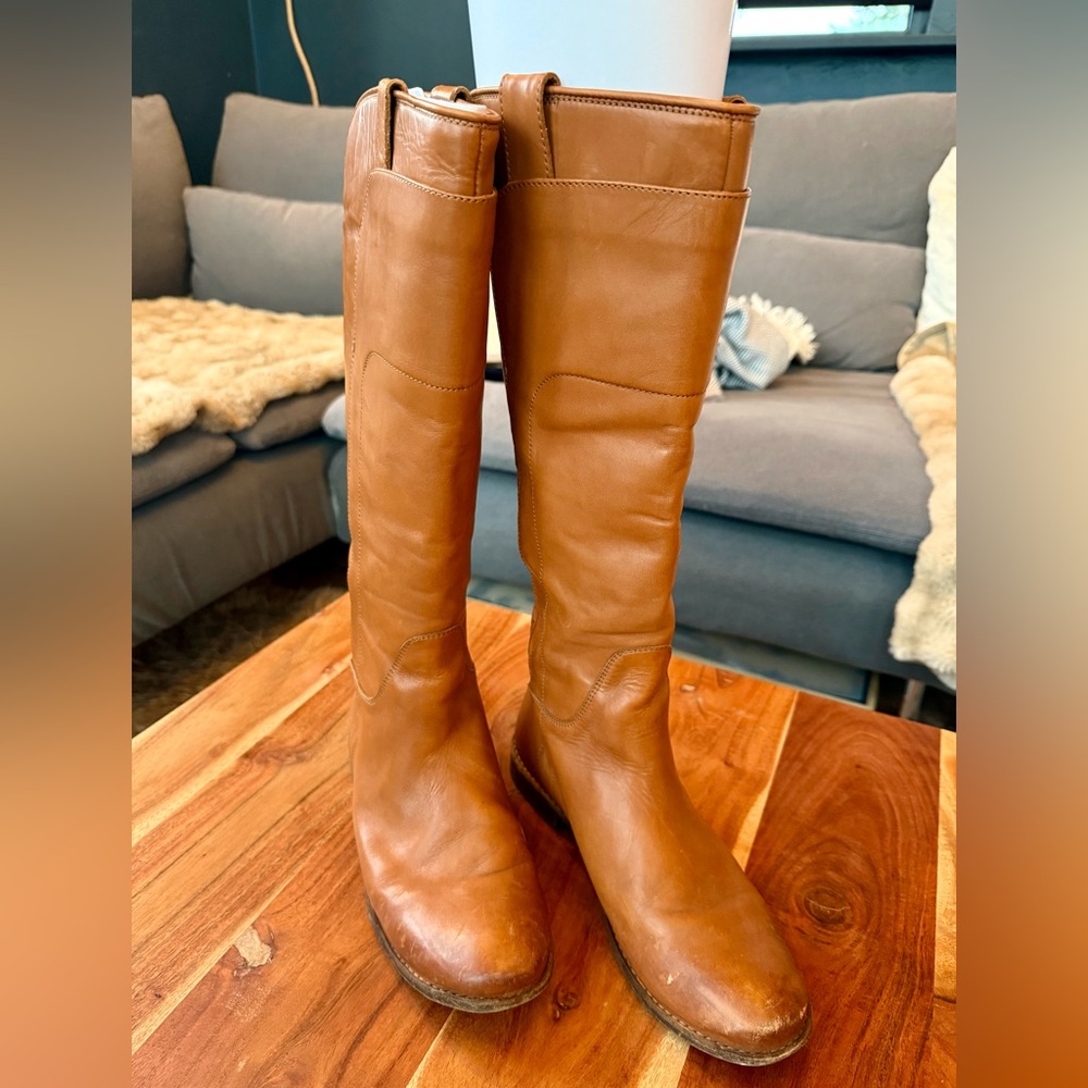 FRYE Brown Knee High Leather Boots - Picture 2 of 6